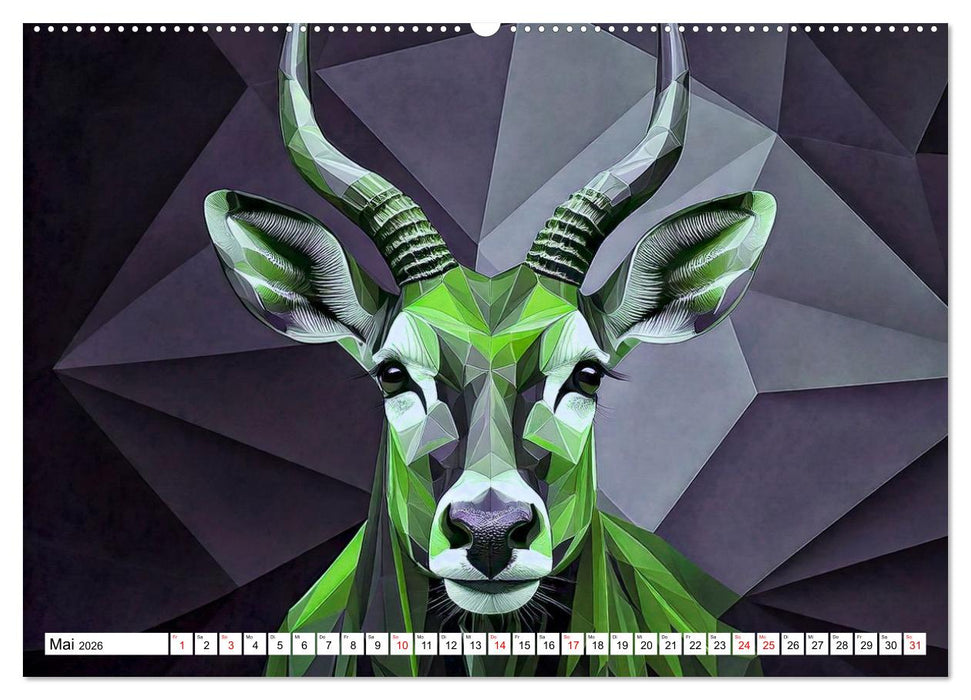 Low Poly Wildlife (CALVENDO Premium Wandkalender 2026)