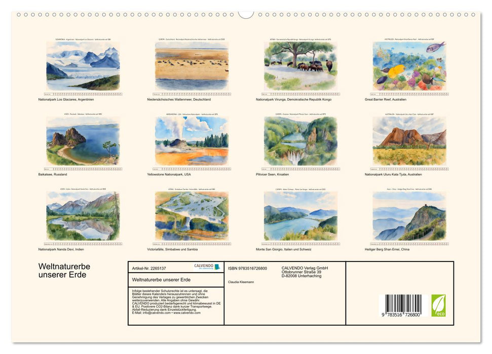 Weltnaturerbe unserer Erde (CALVENDO Premium Wandkalender 2026)