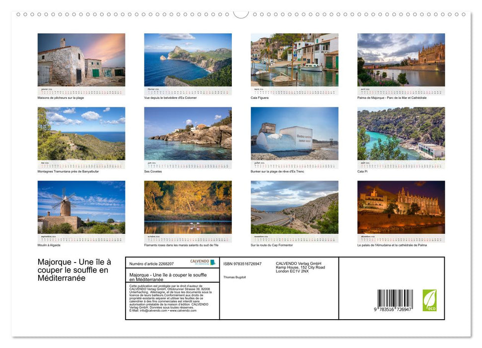 Majorque - Une île à couper le souffle en Méditerranée (CALVENDO Calendrier supérieur 2026)