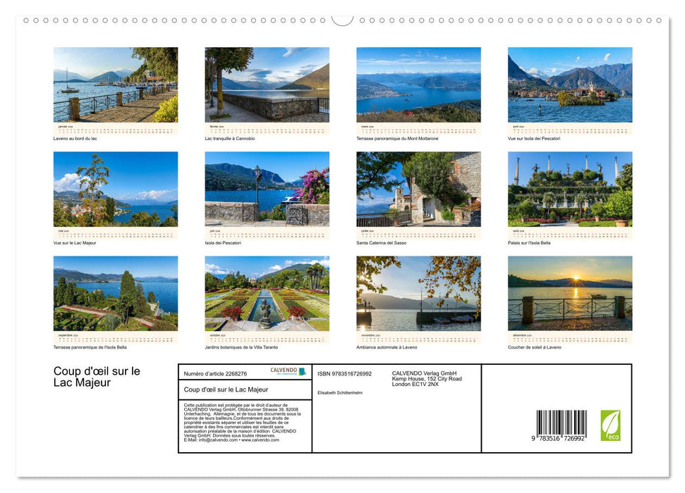 Coup d'œil sur le Lac Majeur (CALVENDO Calendrier supérieur 2026)