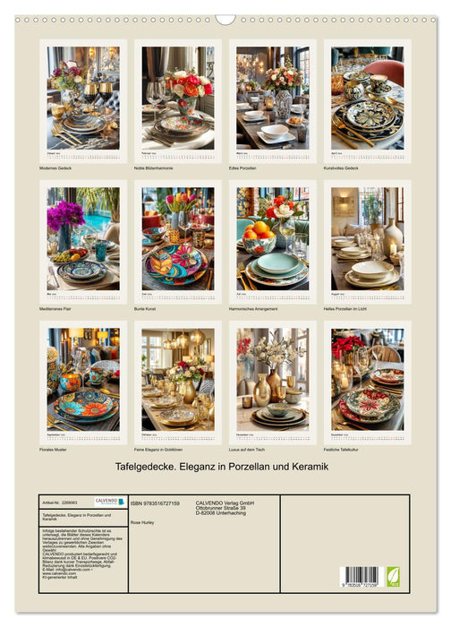 Tafelgedecke. Eleganz in Porzellan und Keramik (CALVENDO Wandkalender 2026)