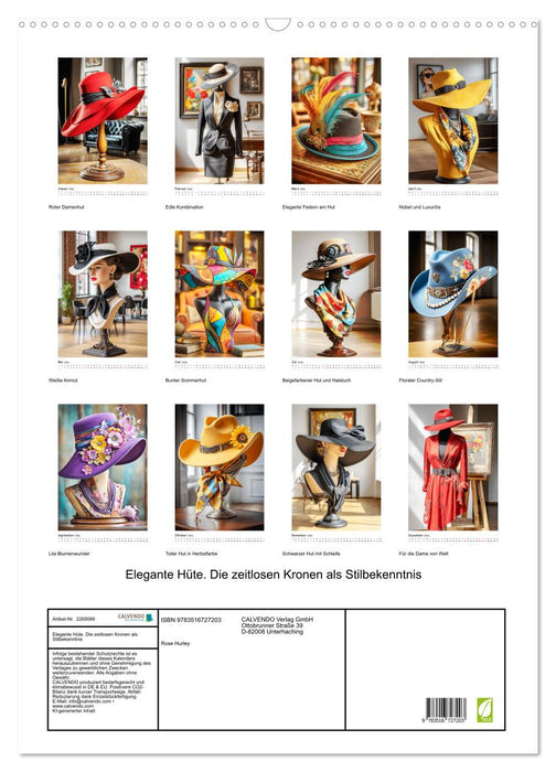 Elegante Hüte. Die zeitlosen Kronen als Stilbekenntnis (CALVENDO Wandkalender 2026)