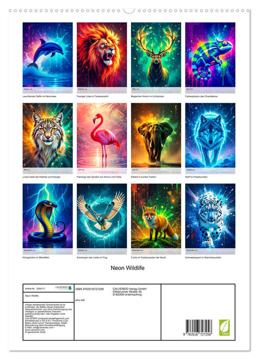 Neon Wildlife (CALVENDO Premium Wandkalender 2026)