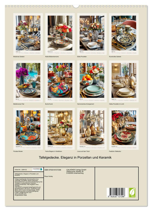 Tafelgedecke. Eleganz in Porzellan und Keramik (CALVENDO Premium Wandkalender 2026)