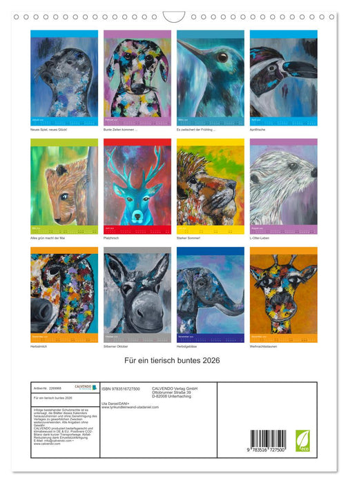 Für ein tierisch buntes 2026 (CALVENDO Wandkalender 2026)
