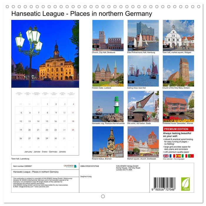 Hanseatic League - Places in northern Germany (CALVENDO Monthly Calendar 2026)