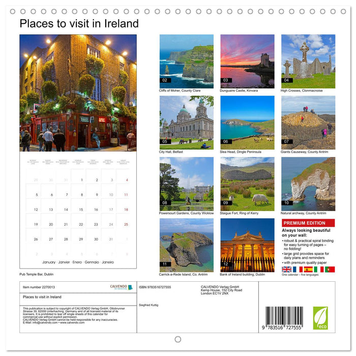 Places to visit in Ireland (CALVENDO Monthly Calendar 2026)