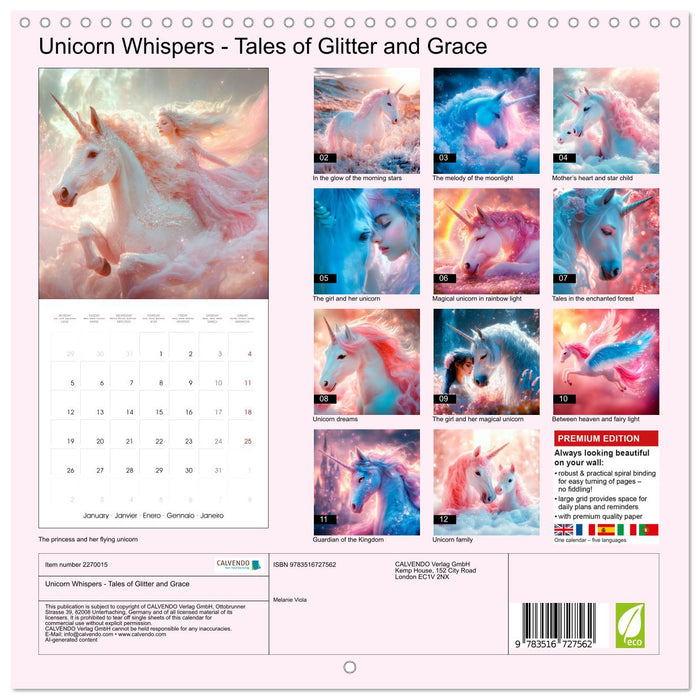 Unicorn Whispers - Tales of Glitter and Grace (CALVENDO Monthly Calendar 2026)