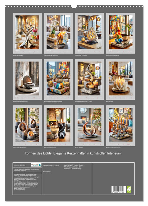 Formen des Lichts. Elegante Kerzenhalter in kunstvollen Interieurs (CALVENDO Wandkalender 2026)