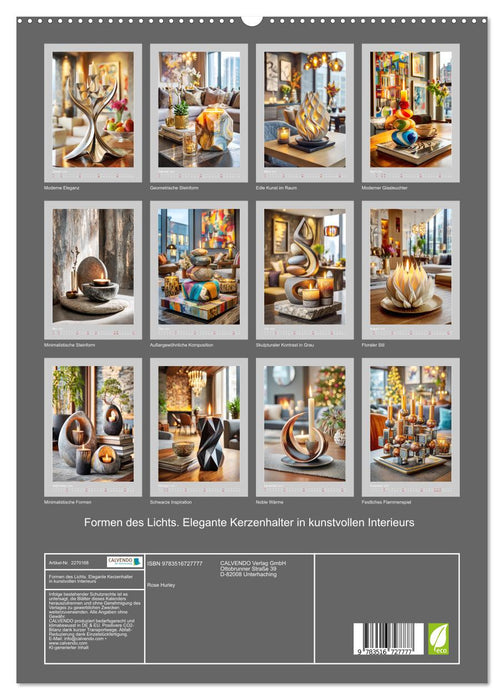 Formen des Lichts. Elegante Kerzenhalter in kunstvollen Interieurs (CALVENDO Premium Wandkalender 2026)