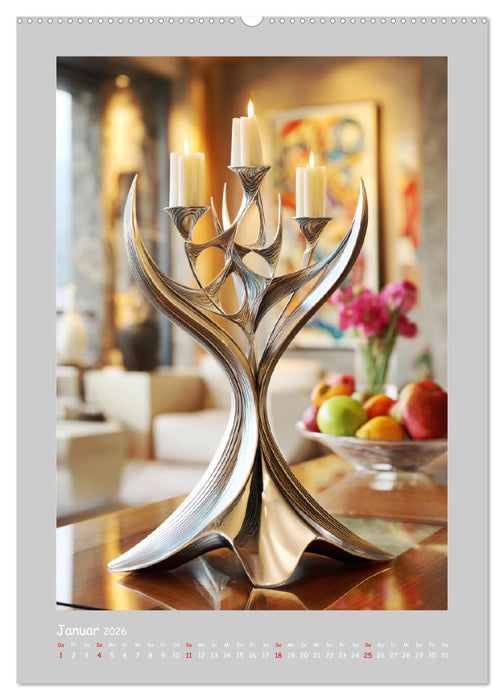 Formen des Lichts. Elegante Kerzenhalter in kunstvollen Interieurs (CALVENDO Premium Wandkalender 2026)