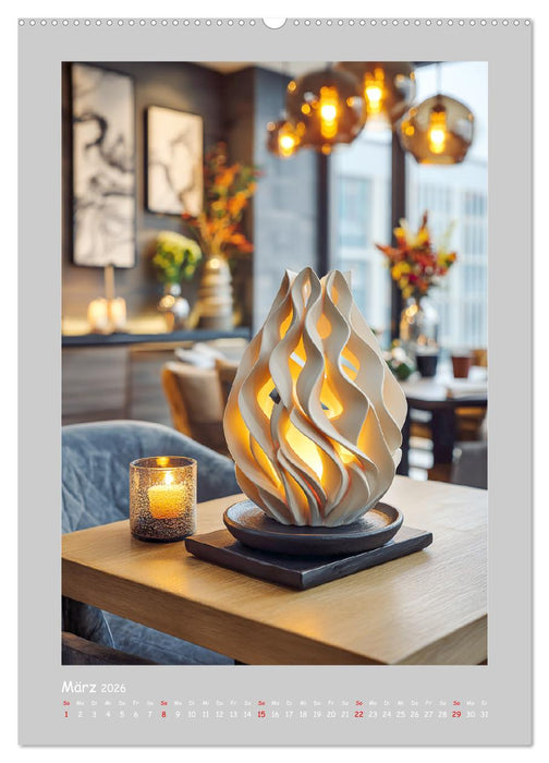 Formen des Lichts. Elegante Kerzenhalter in kunstvollen Interieurs (CALVENDO Premium Wandkalender 2026)