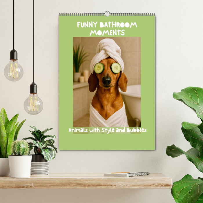 Funny Bathroom Moments – Animals with Style and Bubbles (CALVENDO Monthly Calendar 2026)