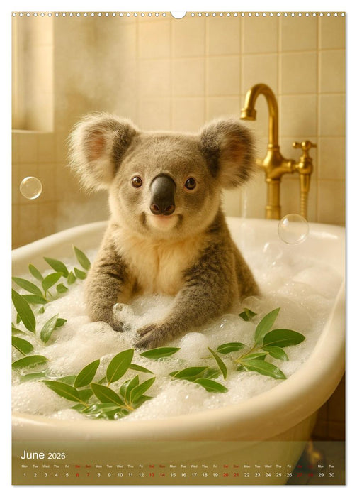 Funny Bathroom Moments – Animals with Style and Bubbles (CALVENDO Monthly Calendar 2026)