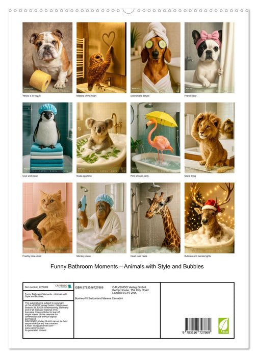 Funny Bathroom Moments – Animals with Style and Bubbles (CALVENDO Premium-Calendar 2026)