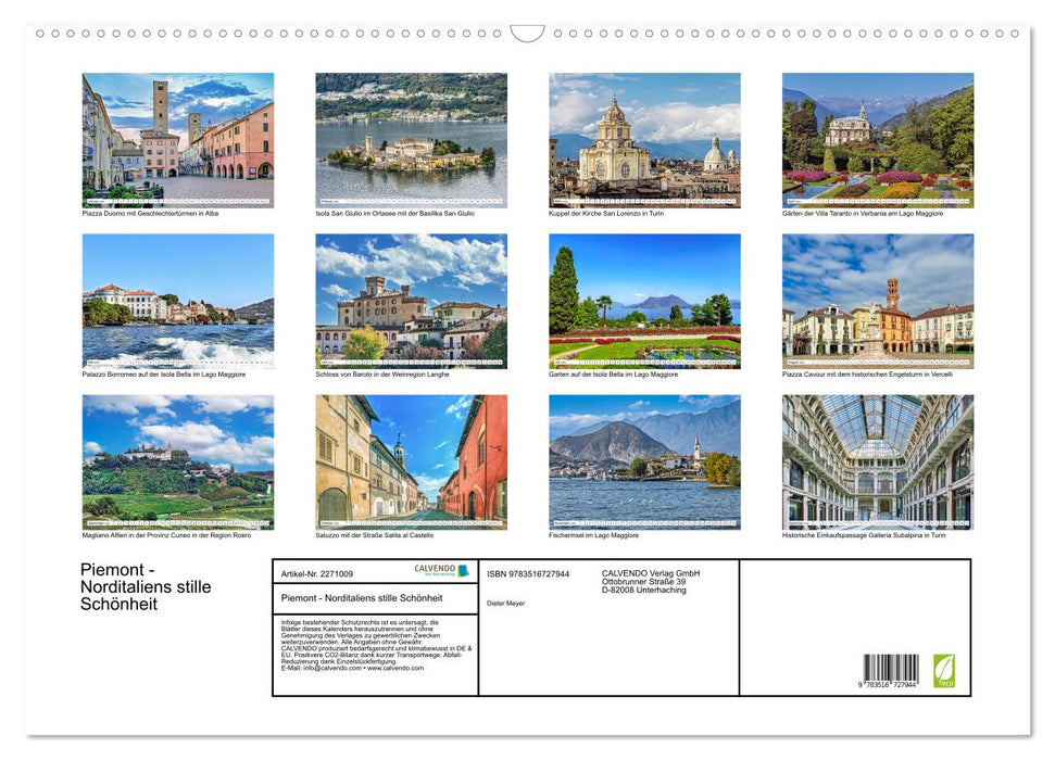 Piemont - Norditaliens stille Schönheit (CALVENDO Wandkalender 2026)