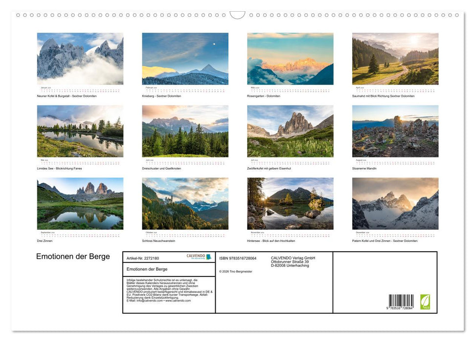 Emotionen der Berge (CALVENDO Wandkalender 2026)