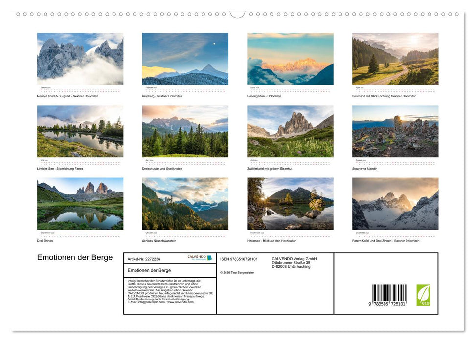 Emotionen der Berge (CALVENDO Premium Wandkalender 2026)