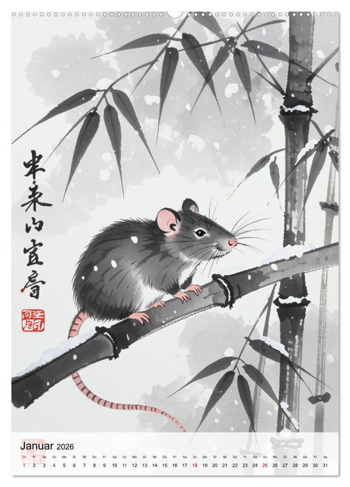 Die 12 chinesischen Tierkreiszeichen (CALVENDO Wandkalender 2026)