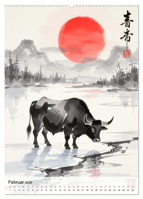 Die 12 chinesischen Tierkreiszeichen (CALVENDO Wandkalender 2026)