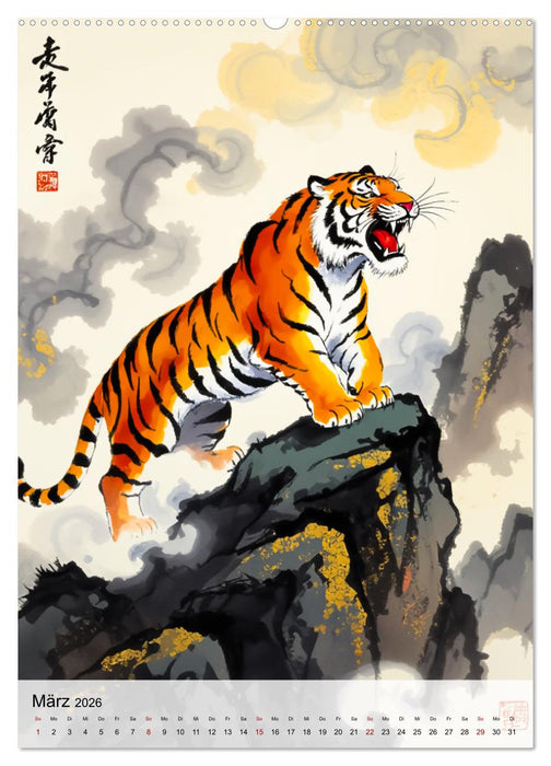 Die 12 chinesischen Tierkreiszeichen (CALVENDO Wandkalender 2026)