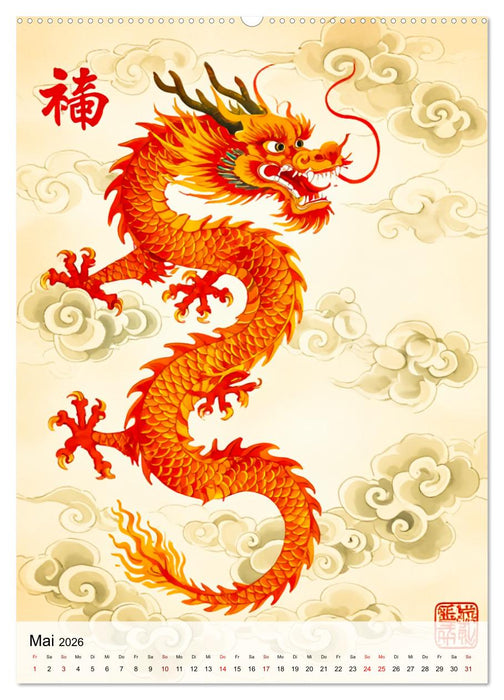 Die 12 chinesischen Tierkreiszeichen (CALVENDO Wandkalender 2026)