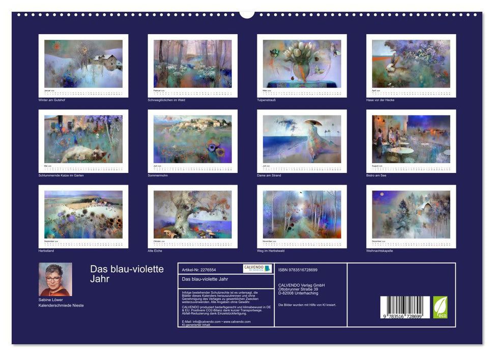Das blau-violette Jahr (CALVENDO Premium Wandkalender 2026)