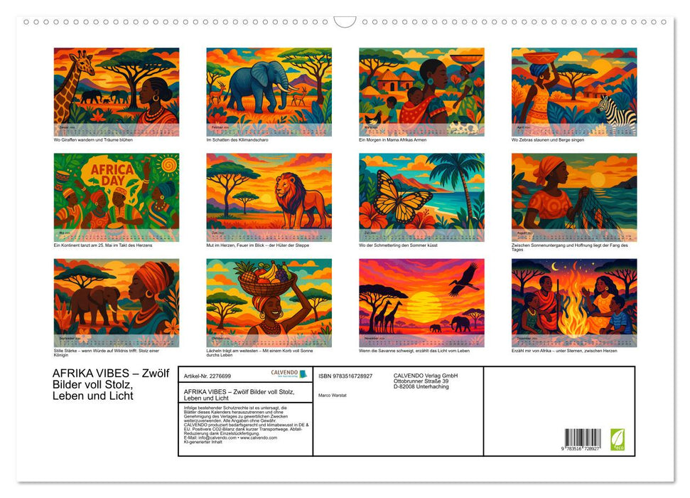 AFRIKA VIBES – Zwölf Bilder voll Stolz, Leben und Licht (CALVENDO Wandkalender 2026)