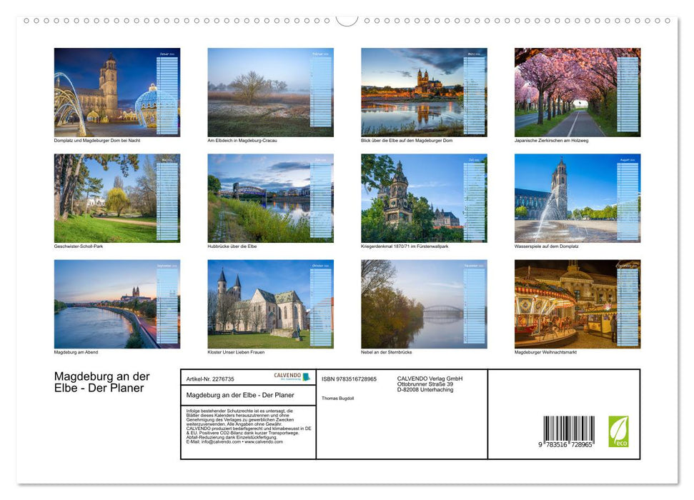 Magdeburg an der Elbe - Der Planer (CALVENDO Premium Wandkalender 2026)