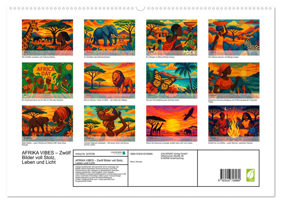 AFRIKA VIBES – Zwölf Bilder voll Stolz, Leben und Licht (CALVENDO Premium Wandkalender 2026)