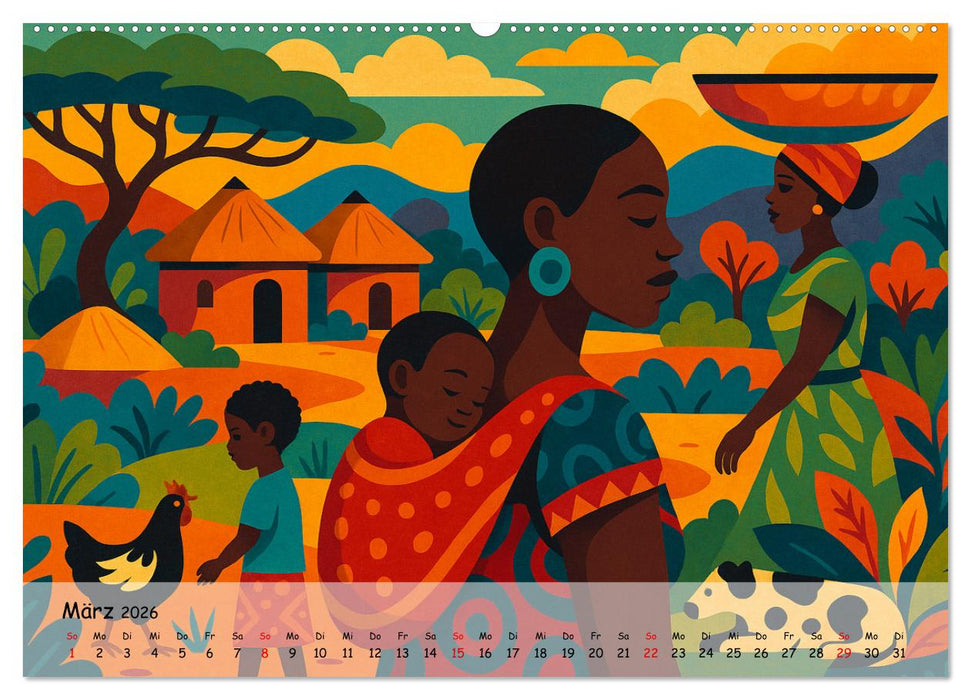 AFRIKA VIBES – Zwölf Bilder voll Stolz, Leben und Licht (CALVENDO Premium Wandkalender 2026)