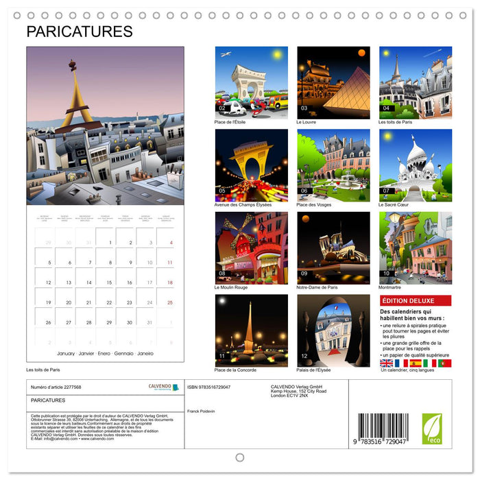PARICATURES (CALVENDO Calendrier mensuel 2026)