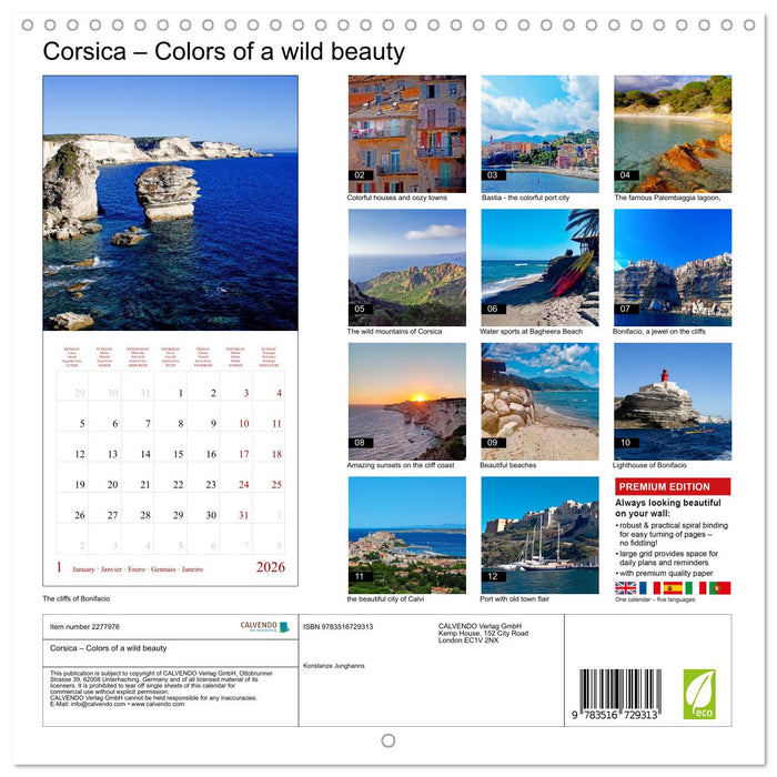 Corsica – Colors of a wild beauty (CALVENDO Monthly Calendar 2026)