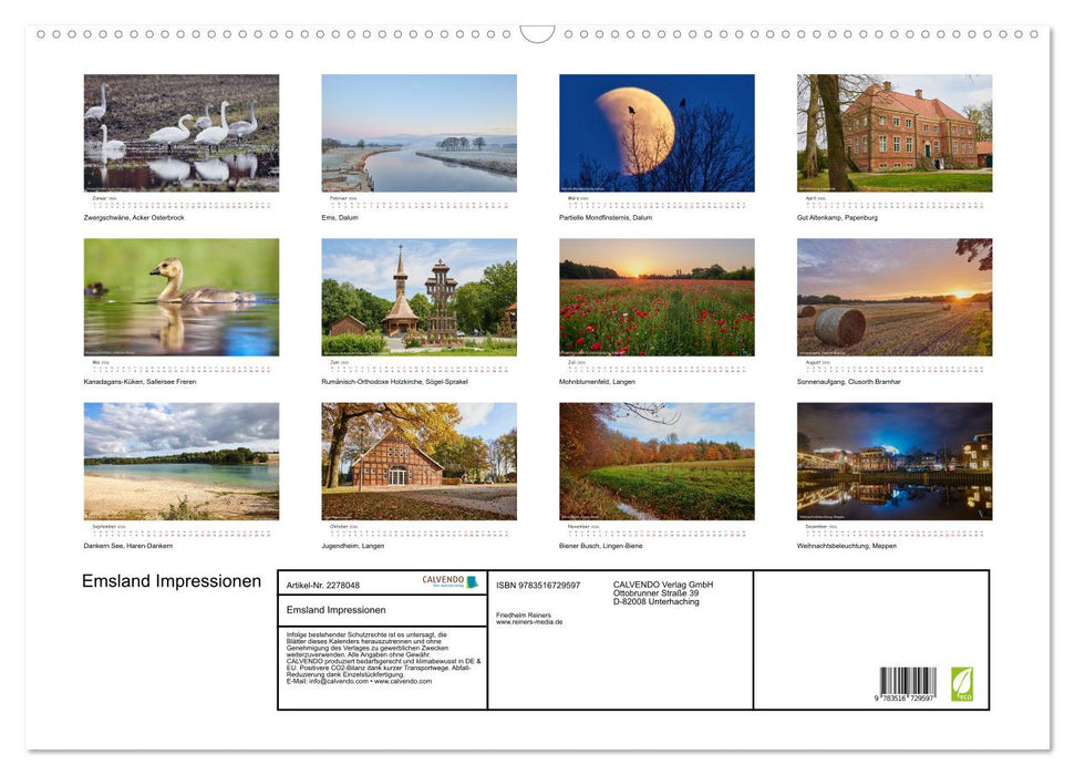 Emsland Impressionen (CALVENDO Wandkalender 2026)