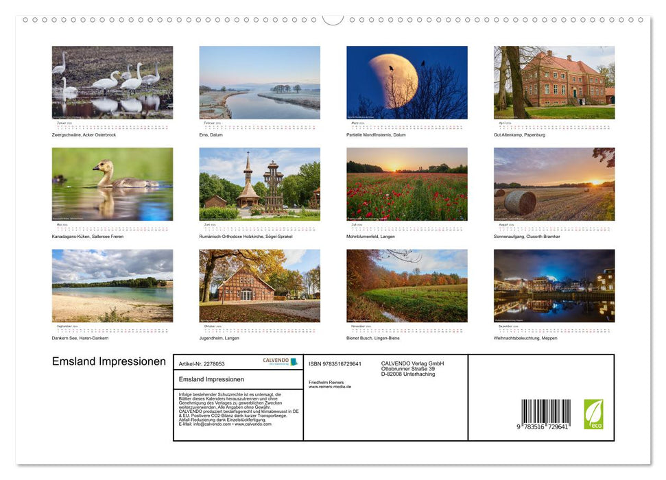 Emsland Impressionen (CALVENDO Premium Wandkalender 2026)