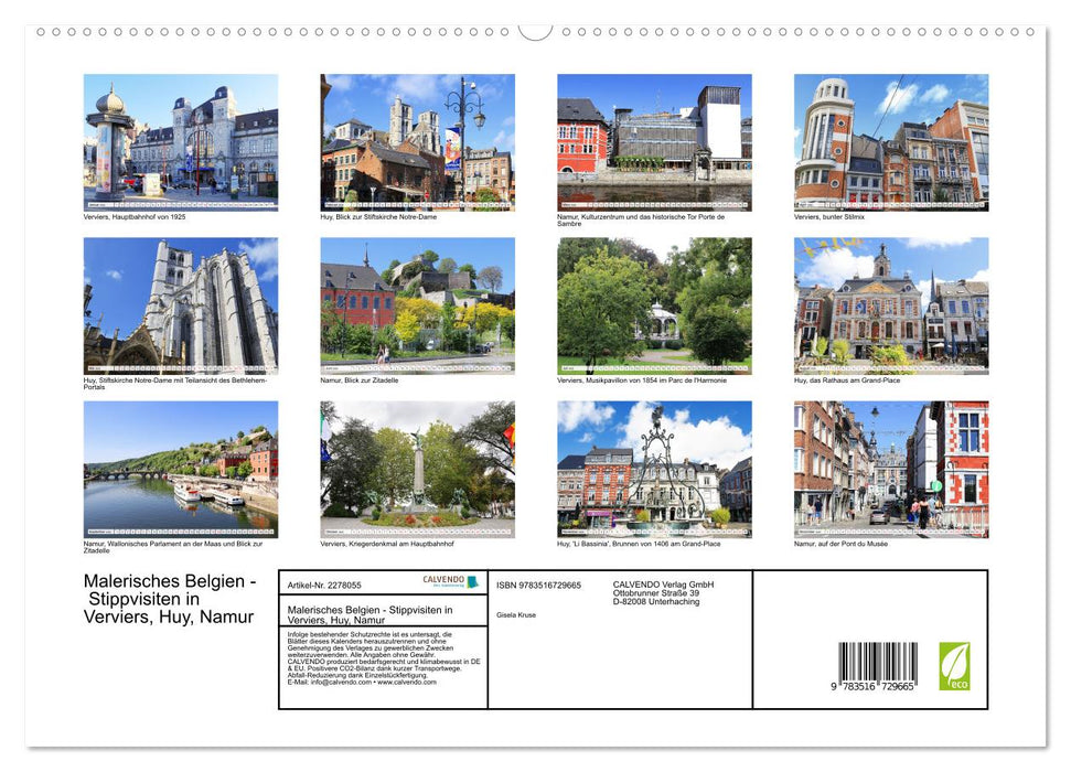 Malerisches Belgien - Stippvisiten in Verviers, Huy, Namur (CALVENDO Premium Wandkalender 2026)