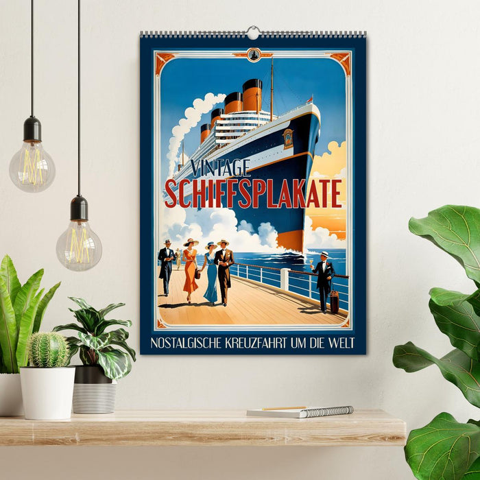 Vintage Schiffsplakate - nostalgische Kreuzfahrt um die Welt (CALVENDO Wandkalender 2026)