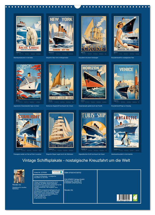 Vintage Schiffsplakate - nostalgische Kreuzfahrt um die Welt (CALVENDO Wandkalender 2026)