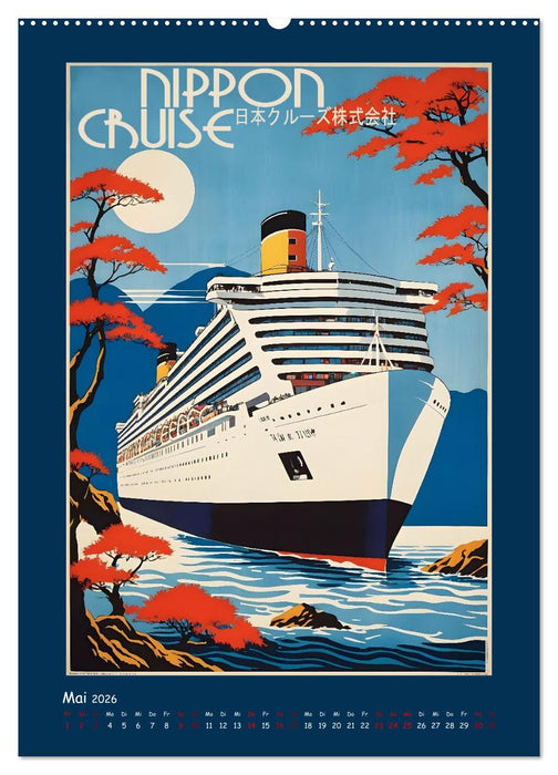 Vintage Schiffsplakate - nostalgische Kreuzfahrt um die Welt (CALVENDO Wandkalender 2026)