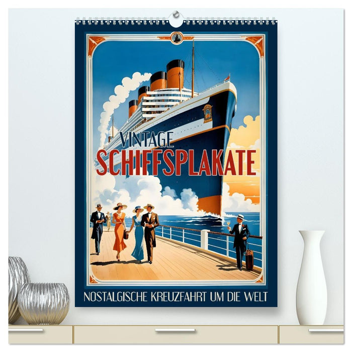 Vintage Schiffsplakate - nostalgische Kreuzfahrt um die Welt (CALVENDO Premium Wandkalender 2026)