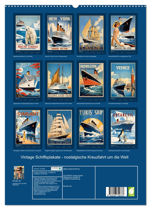 Vintage Schiffsplakate - nostalgische Kreuzfahrt um die Welt (CALVENDO Premium Wandkalender 2026)