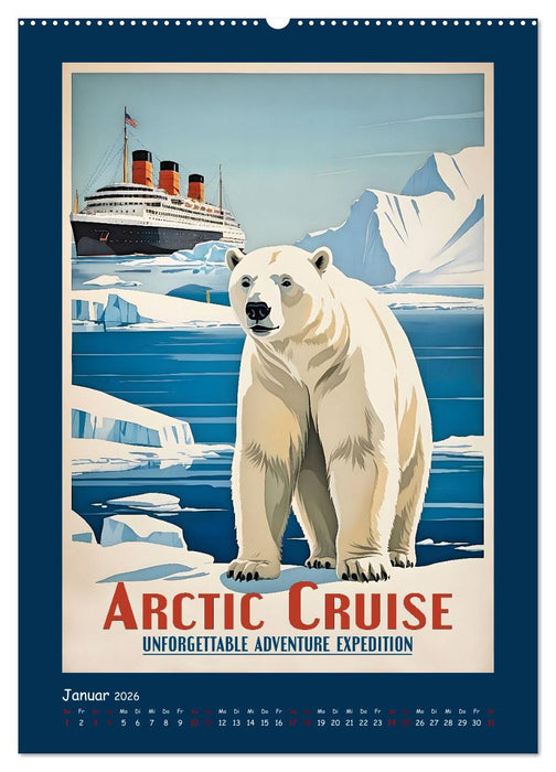 Vintage Schiffsplakate - nostalgische Kreuzfahrt um die Welt (CALVENDO Premium Wandkalender 2026)