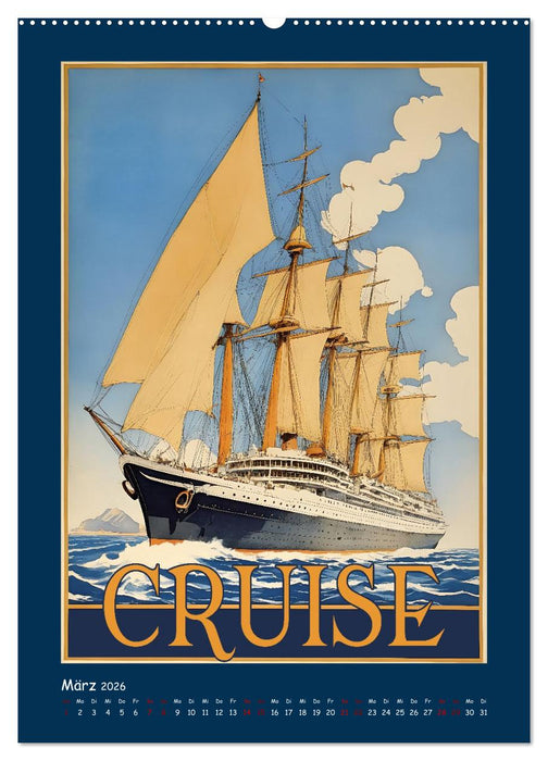 Vintage Schiffsplakate - nostalgische Kreuzfahrt um die Welt (CALVENDO Premium Wandkalender 2026)
