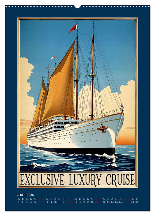 Vintage Schiffsplakate - nostalgische Kreuzfahrt um die Welt (CALVENDO Premium Wandkalender 2026)