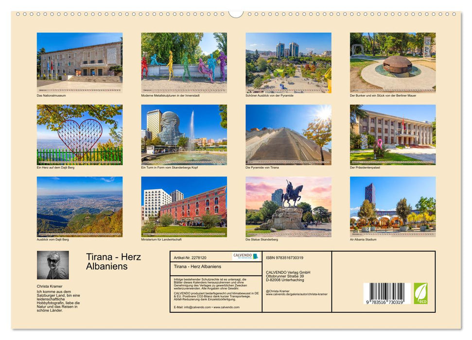 Tirana - Herz Albaniens (CALVENDO Premium Wandkalender 2026)
