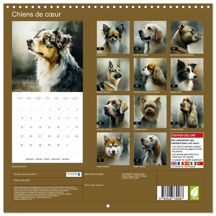 Chiens de cœur (CALVENDO Calendrier mensuel 2026)