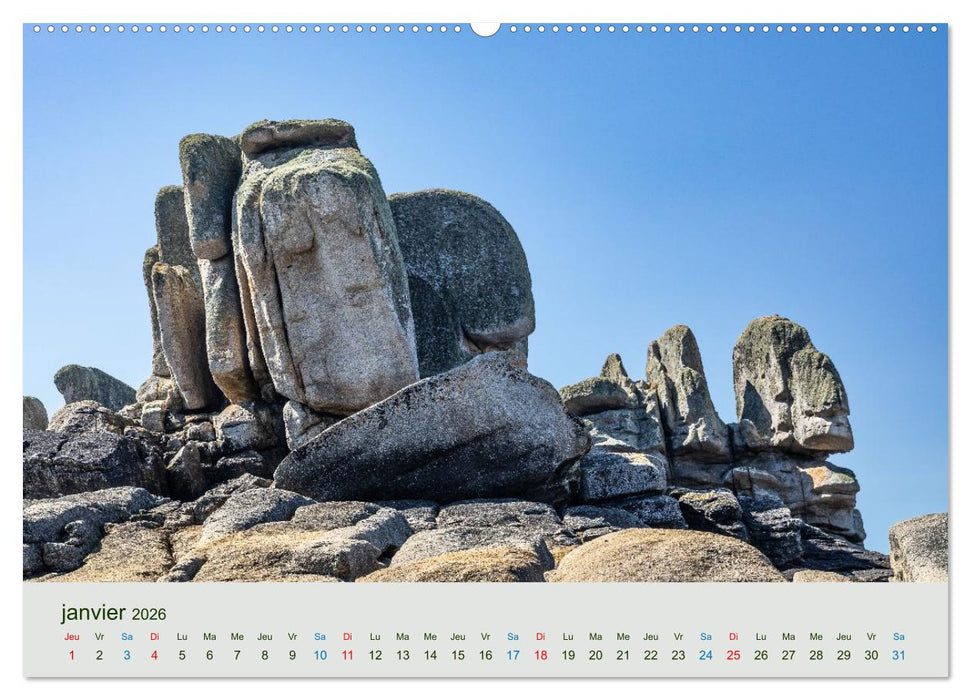 Têtes de pierre sur les côtes de Bretagne (CALVENDO Calendrier supérieur 2026)