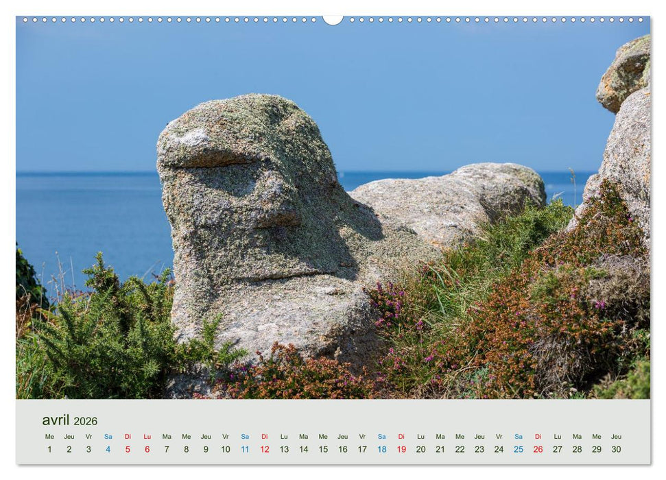 Têtes de pierre sur les côtes de Bretagne (CALVENDO Calendrier supérieur 2026)