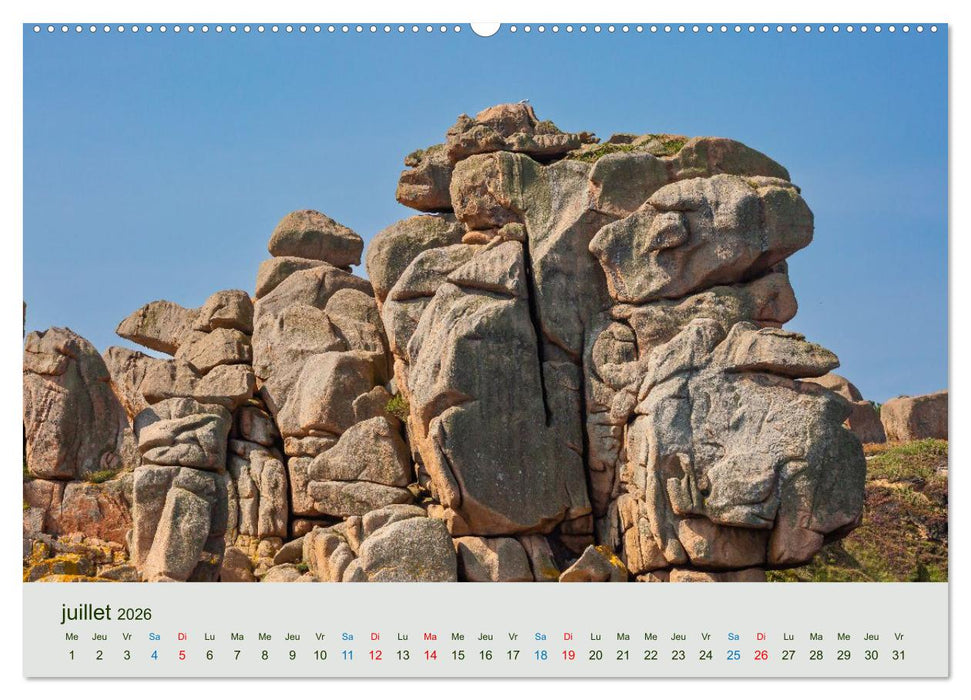 Têtes de pierre sur les côtes de Bretagne (CALVENDO Calendrier supérieur 2026)