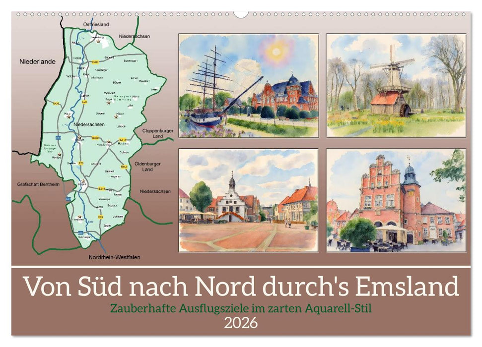 Von Süd nach Nord durch's Emsland (CALVENDO Wandkalender 2026)